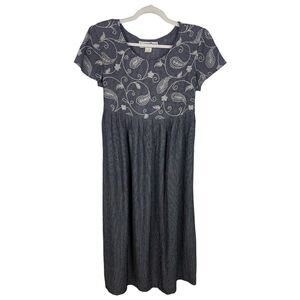 Vintage Another Thyme Dress Womens Size 12 Black White Check Floral Tie Waist